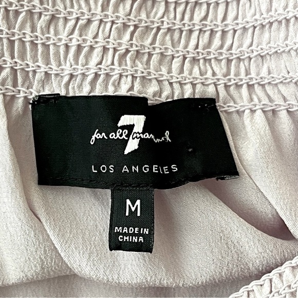 7 FOR ALL MANKIND Off the Shoulder Smocked Silk Top Lilac Size M New Condition - Picture 4 of 4